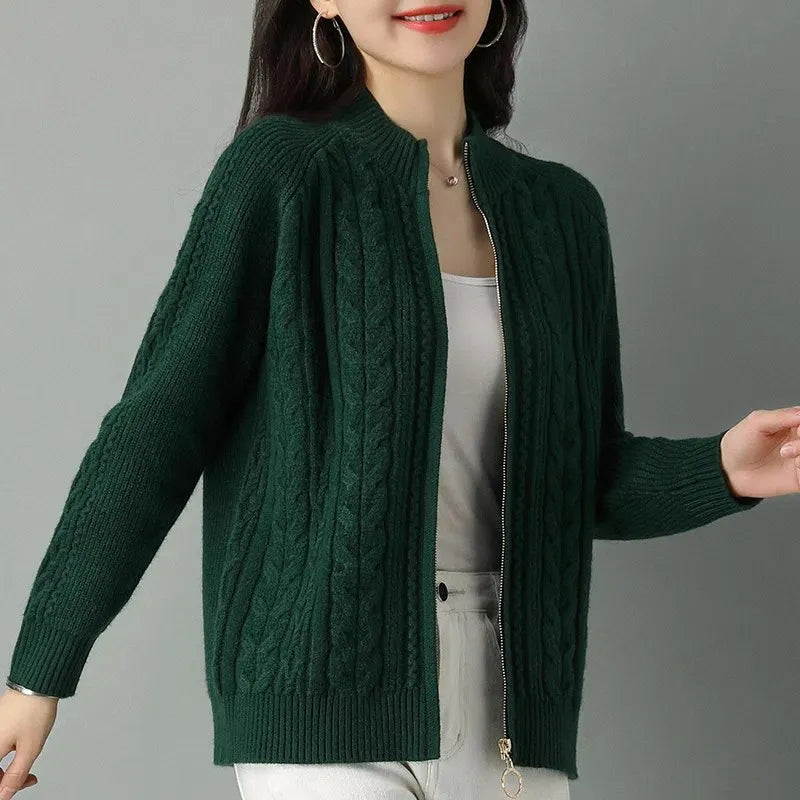 Cardigan Feminino Trançado Verde 1