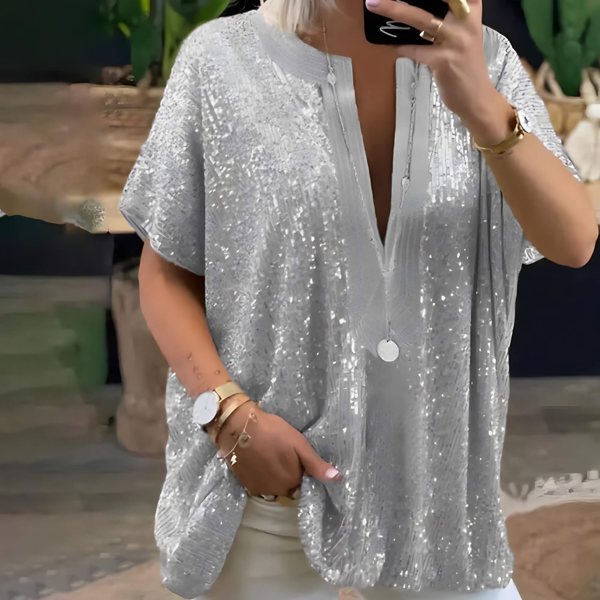 Blusa Feminina Casual Prata 2