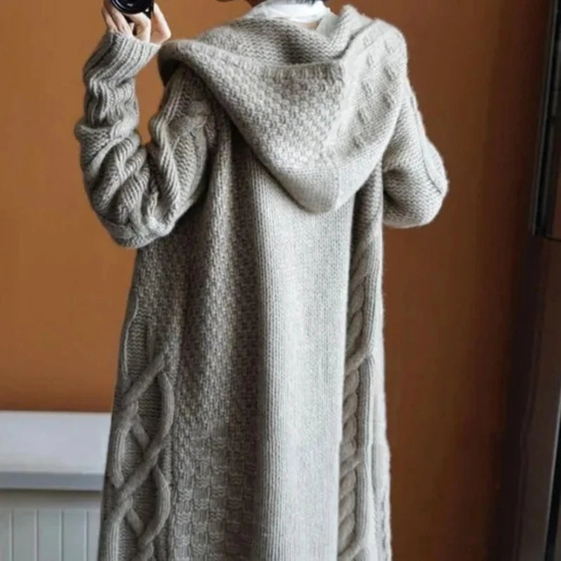 Cardigan Alongado com Capuz Cinza 3