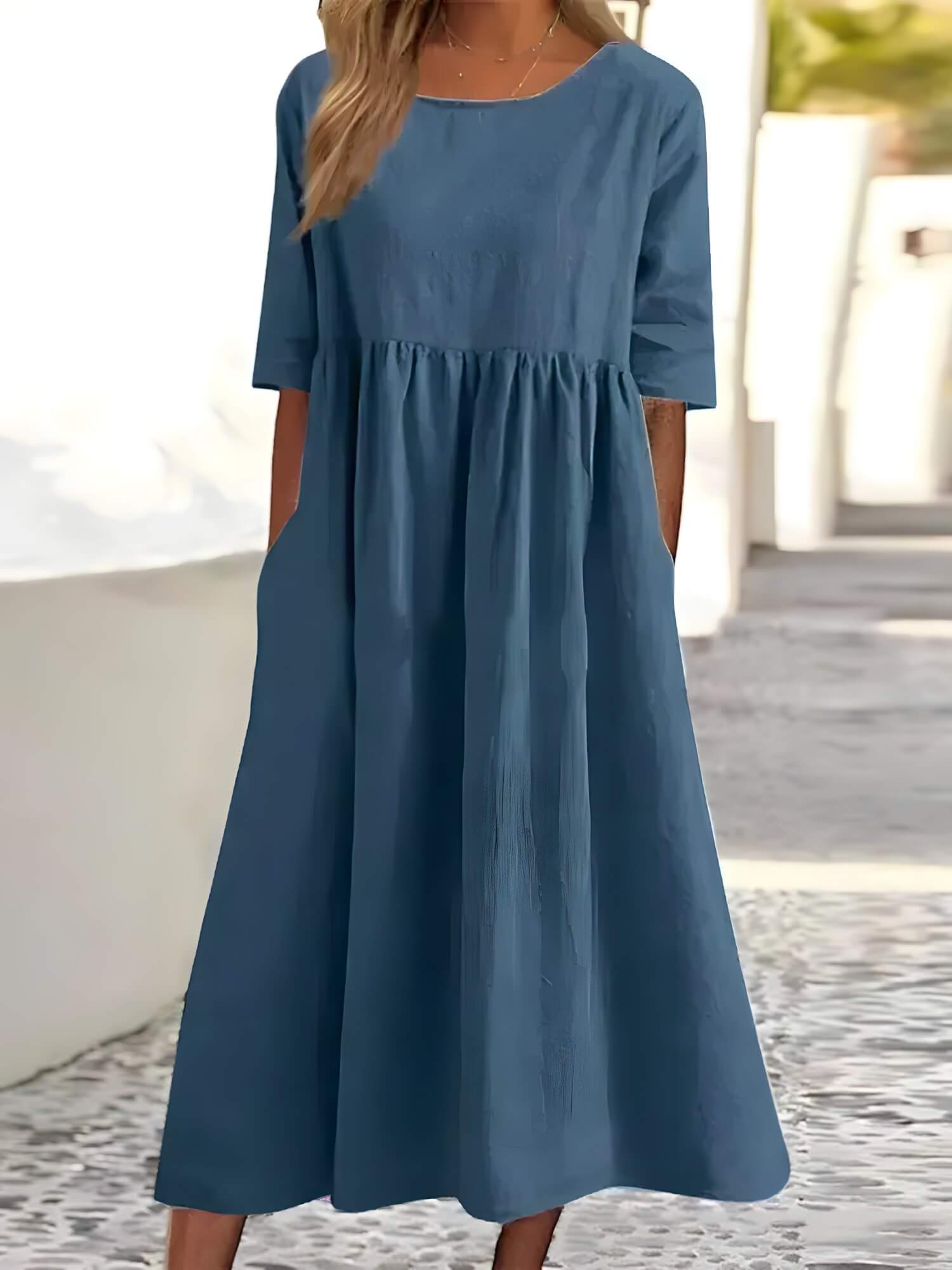 Vestido Mídi Casual Azul 1