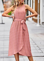 Vestido Mídi Transpassado com Amarração Rosa 6