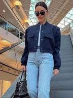 Casaco Feminino Casual Azul Marinho 6