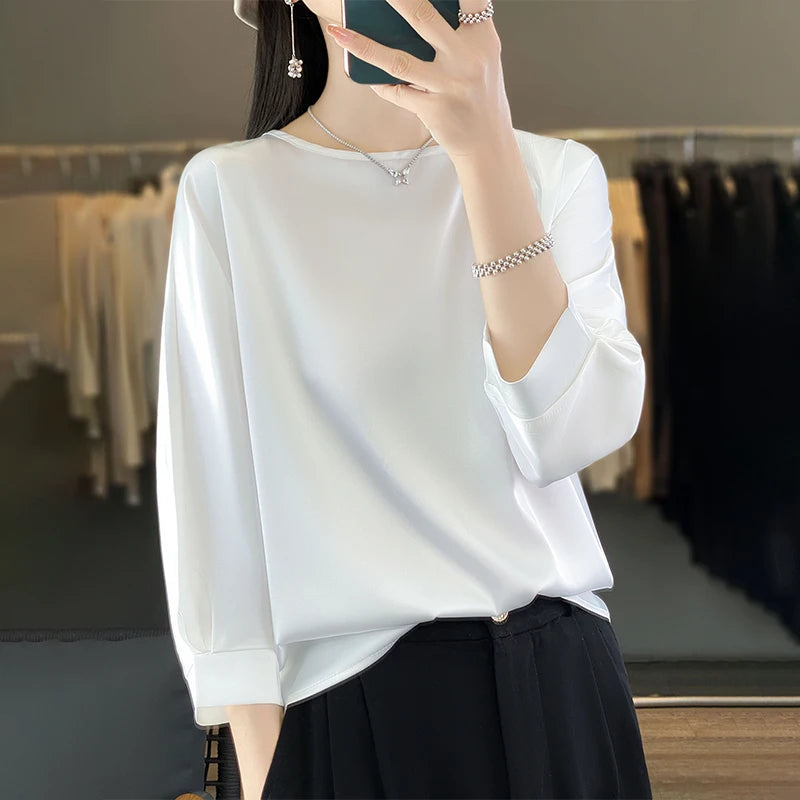 Blusa Feminina de Cetim Branco 02