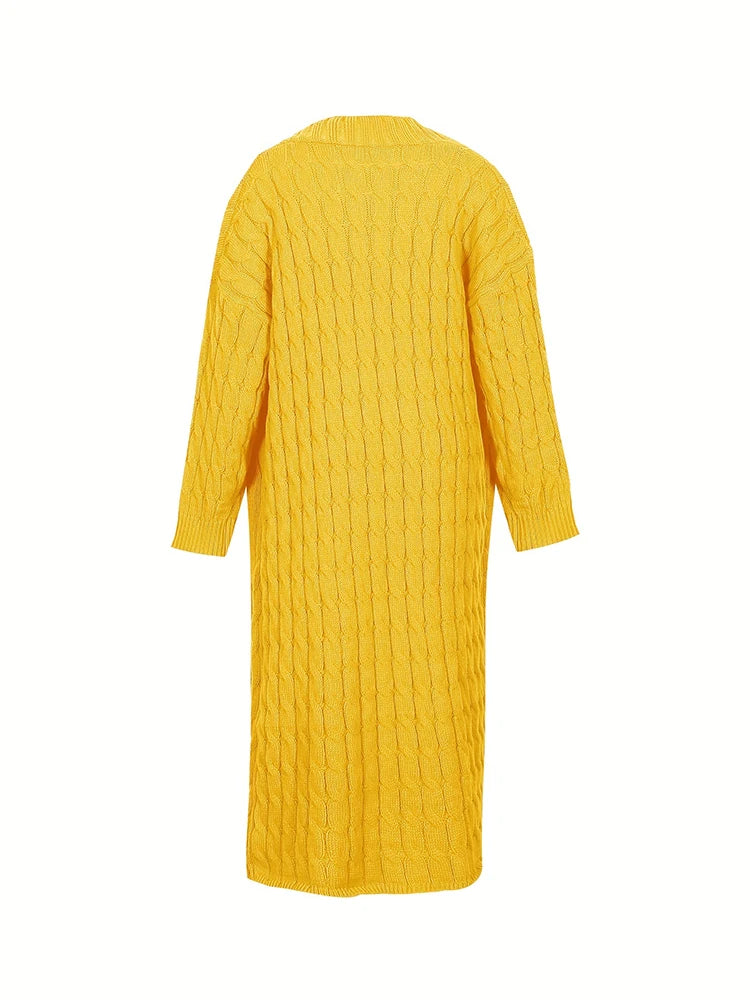 Cardigan Longo Ponto Aberto Amarelo 8