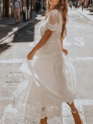 Vestido Longo de Laise Branco 5