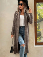 Cardigan Longo Ponto Aberto Marrom 1