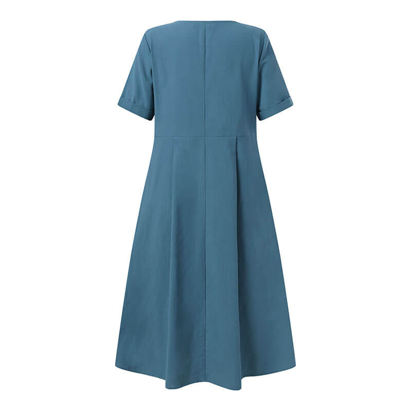 Vestido Mídi com Abotoamento Azul 7
