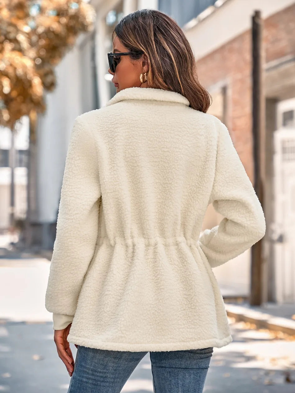 Casaco Feminino de Pelúcia Bege 4