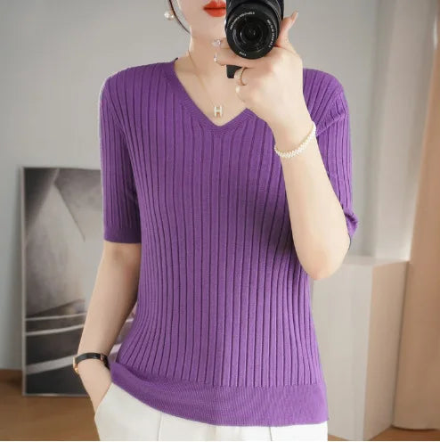 Blusa de Malha Canelada Roxo 14