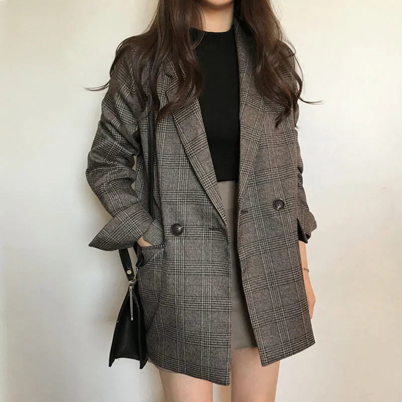 Blazer Alongado Xadrez Marrom 1