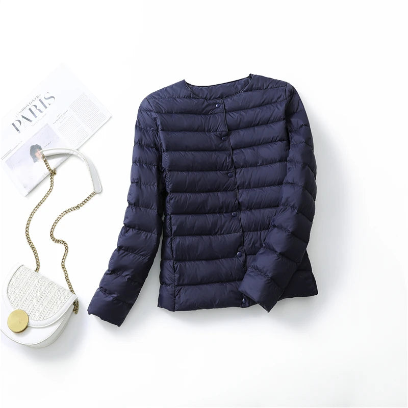 Jaqueta Feminina Puffer Impermeável Azul Marinho 09