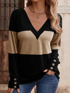 Blusa Feminina de Manga Longa Preto e Bege 1