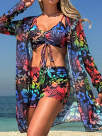 Conjunto Biquíni e Saída de Praia Multicolorido 10