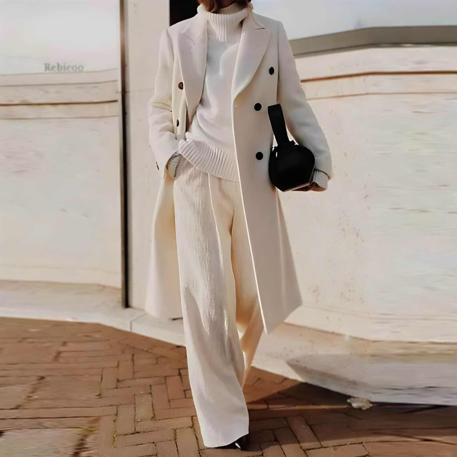 Casaco Feminino Longo de Lã Batida Branco 5