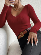 Suéter Feminino Canelado Bordô 5