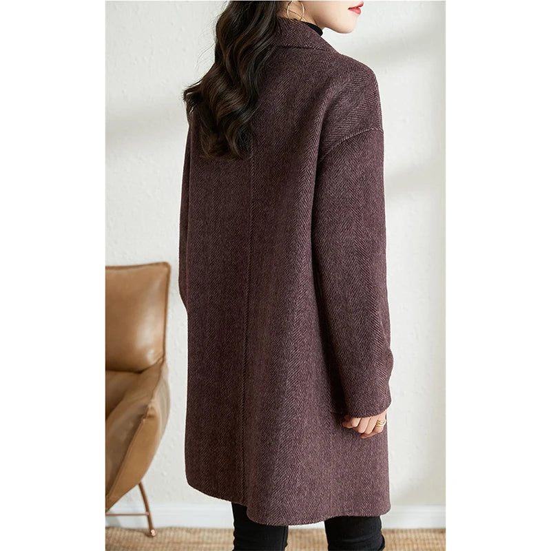 Casaco Feminino de Lã Batida Roxo 03