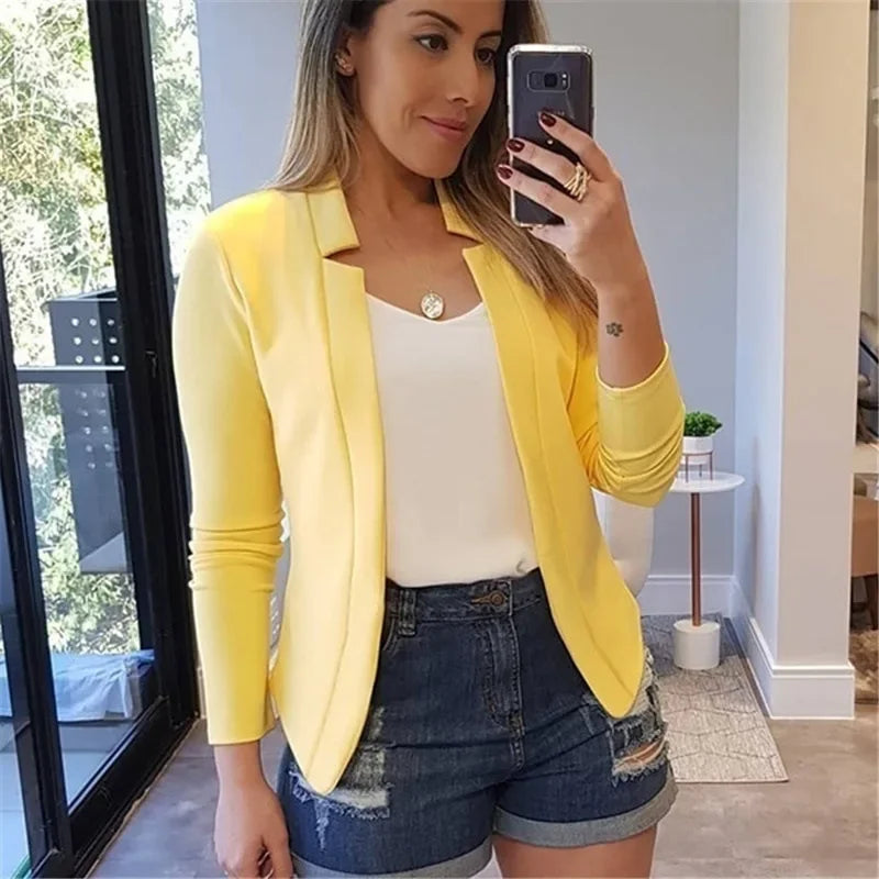 Blazer Feminino Ponto Aberto Amarelo 05