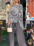 Conjunto Feminino de Chiffon Cinza 2