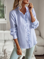 Camisa Feminina com Babados Azul 03