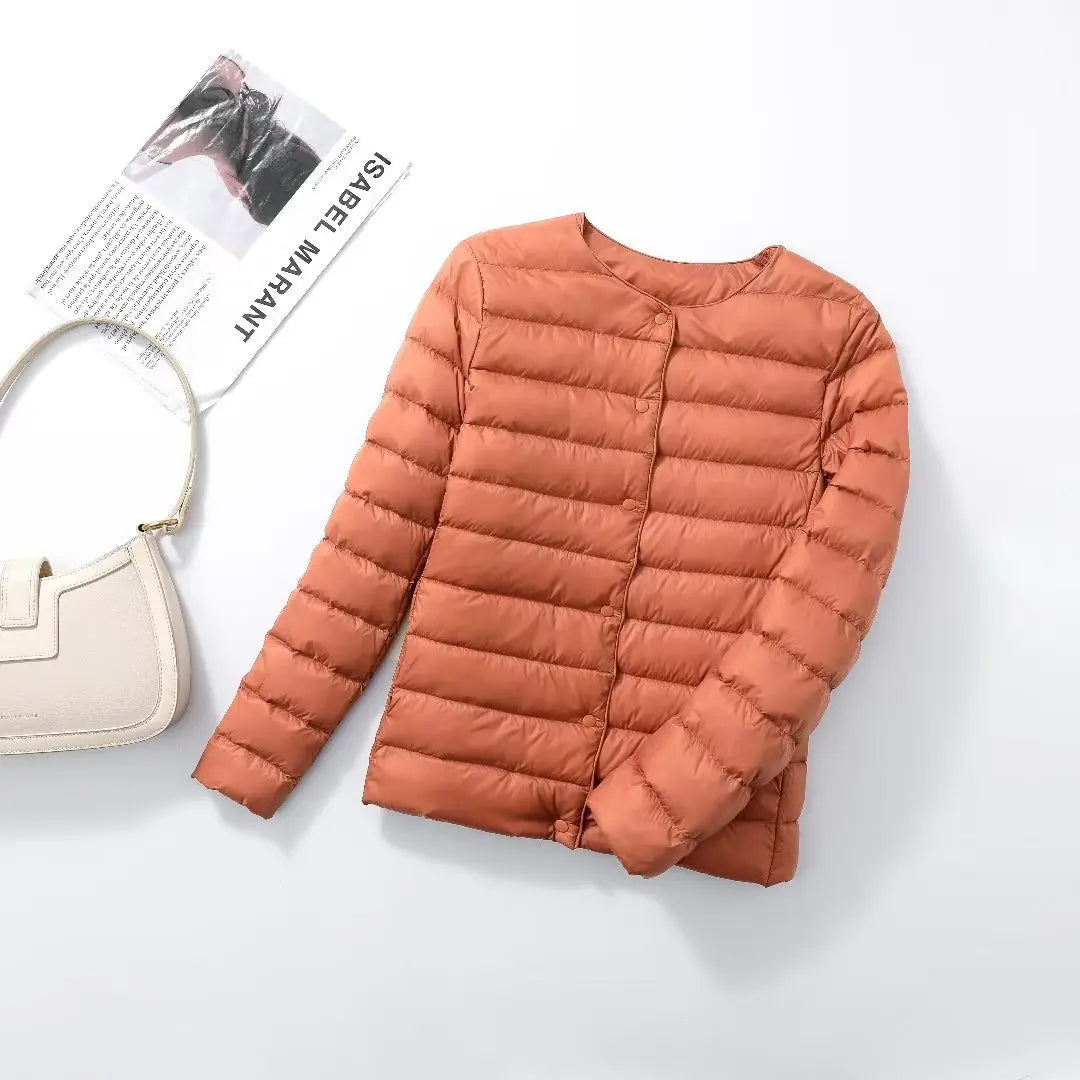 Jaqueta Feminina Puffer Impermeável Salmão 11