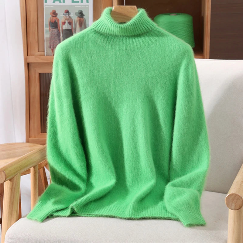 Suéter em Cashmere Gola Alta Verde Claro 13