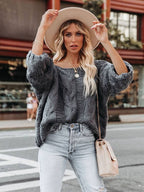 Suéter Casual de Tricot Feminino Cinza 1