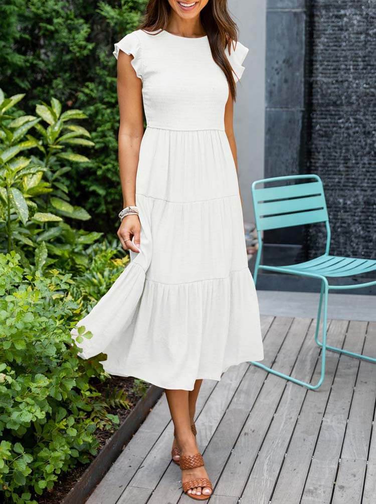 Vestido Mídi de Lástex Branco 10