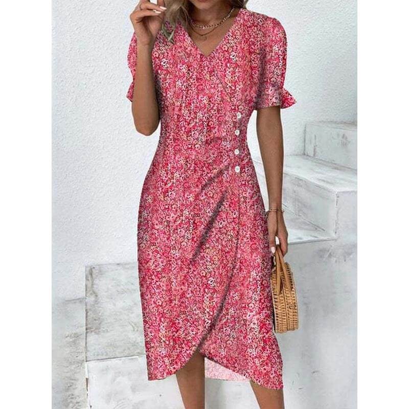 Vestido Mídi Transpassado Rosa Pink 7