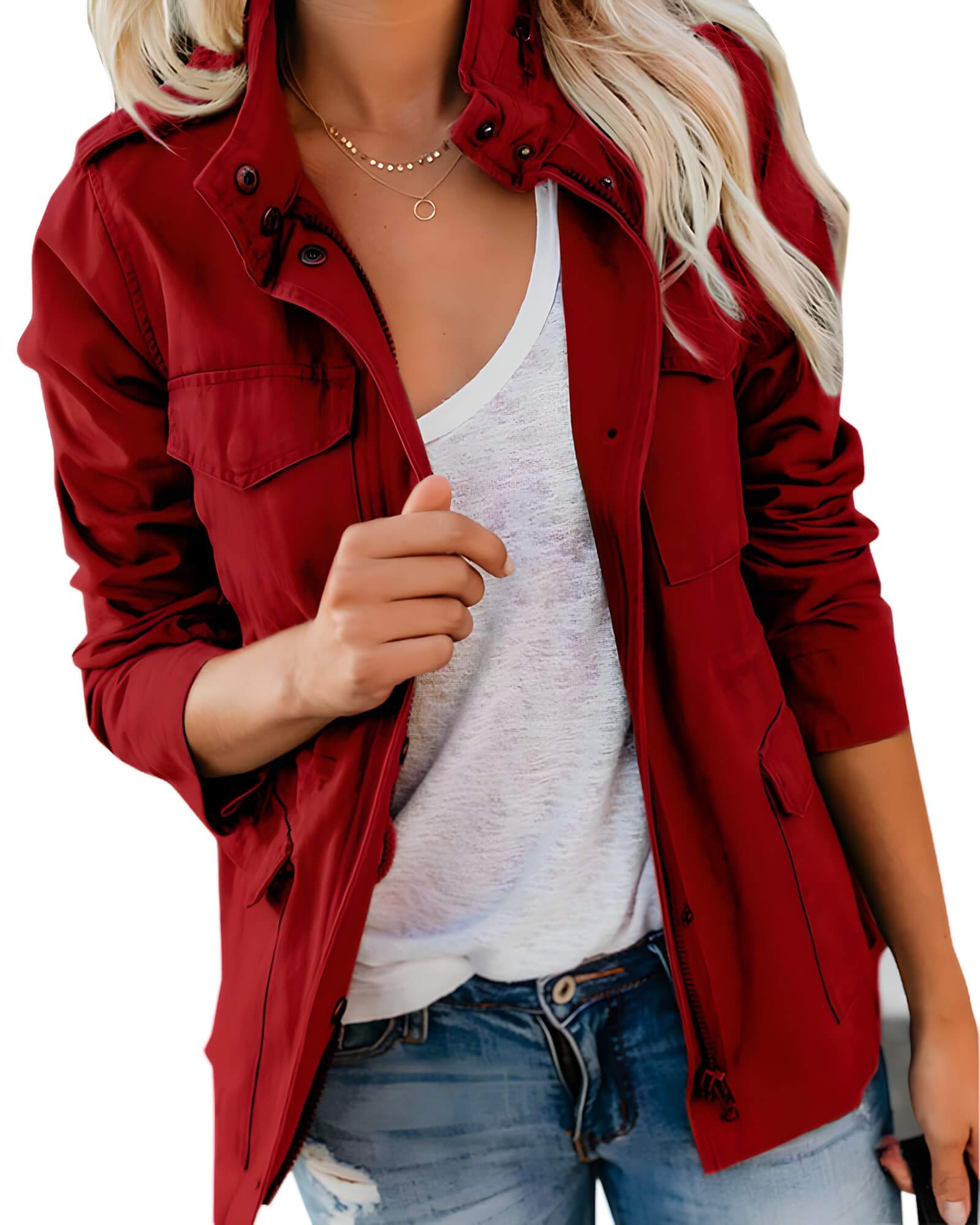 Jaqueta Feminina Vermelho 8