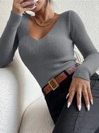 Suéter Feminino Canelado Cinza 2