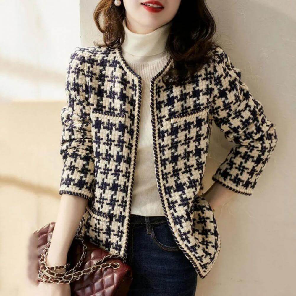 Blazer Feminino Tweed Curto Texturizado Bicolor Zara