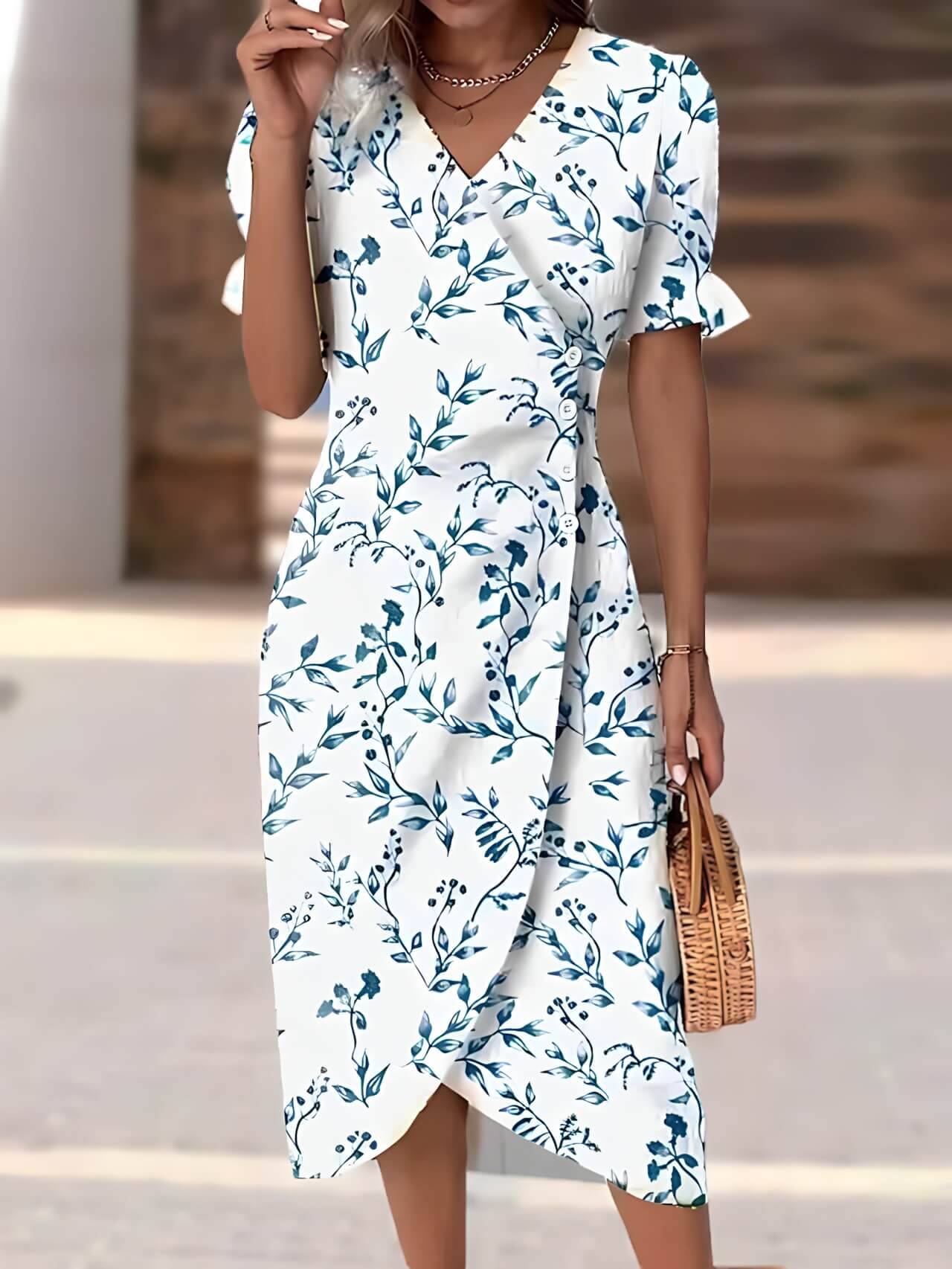 Vestido Mídi Transpassado Branco 9