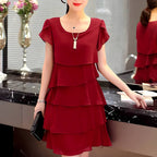 Vestido Curto em Camadas Bordô 5