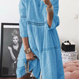 Vestido Mídi Manga e Saia de Camadas Marselha