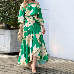 Vestido Longo Casual Verde Estampado 1