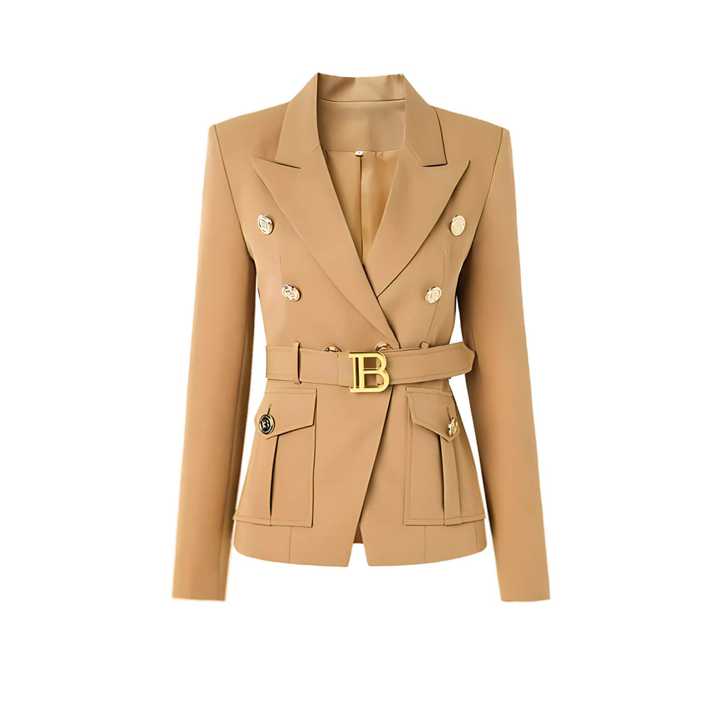 Blazer Casual com Cinto Bege 8