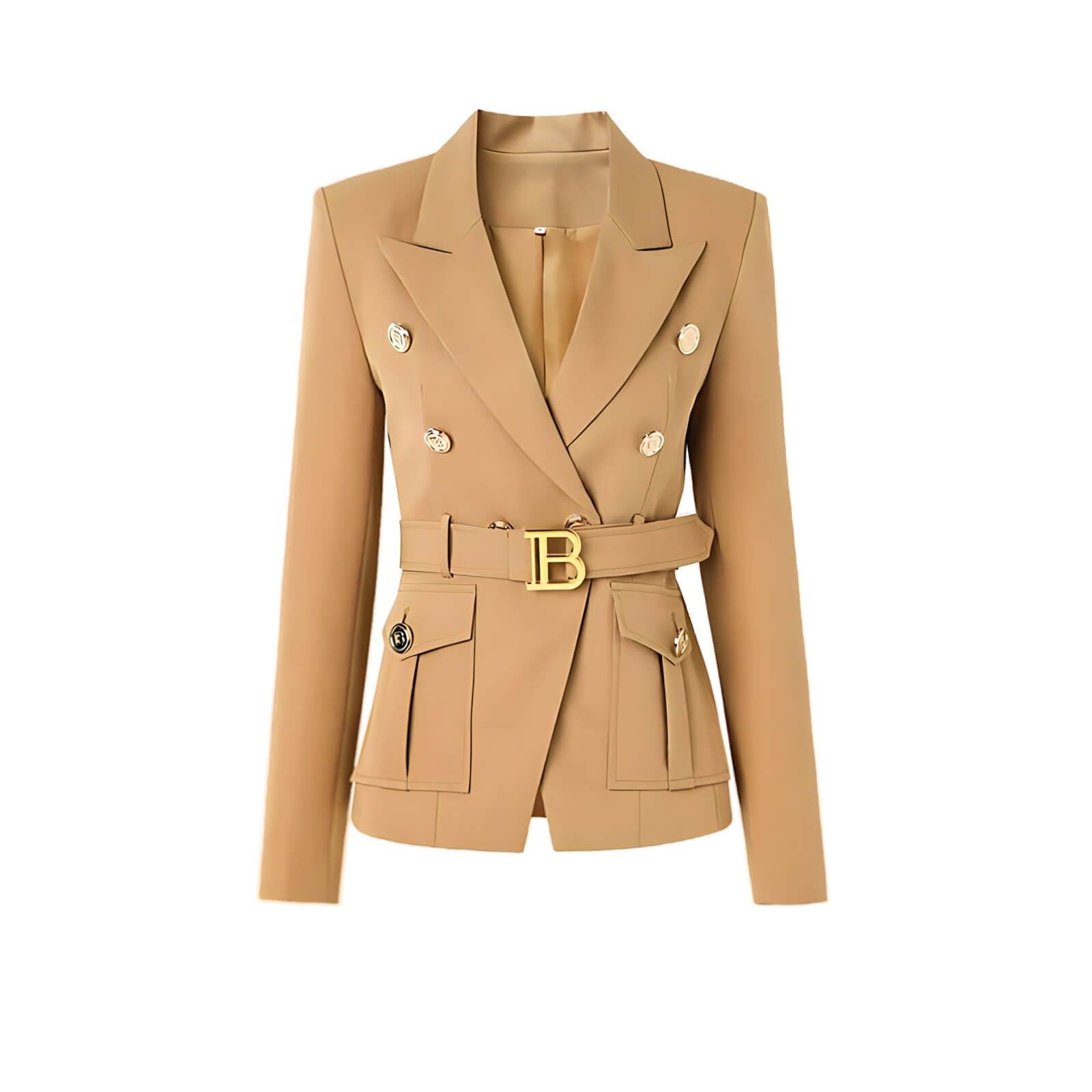 Blazer Casual com Cinto Bege 8