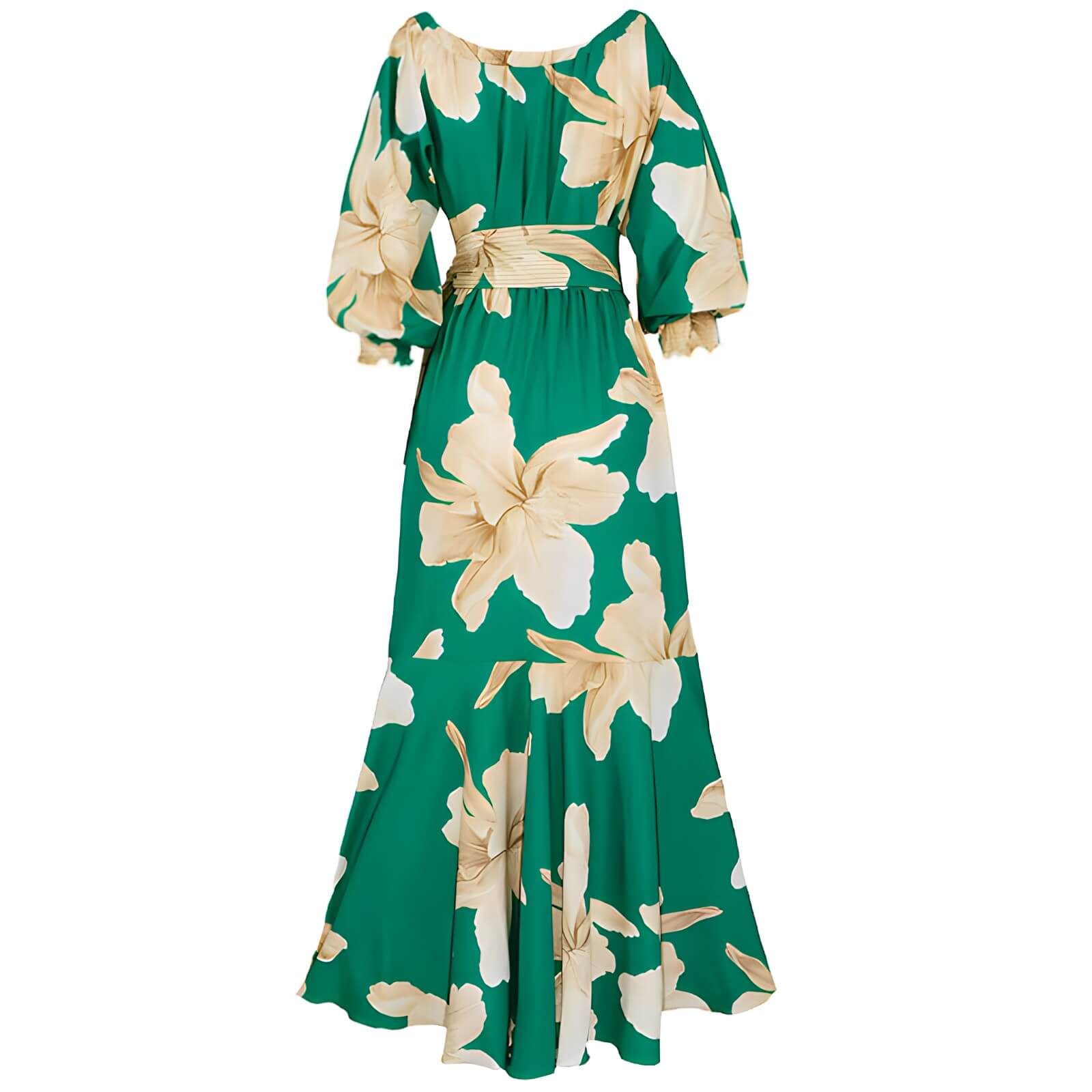 Vestido Longo Casual Verde Estampado 11