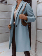 Casaco Feminino Alongado de Lã Batida Azul 17