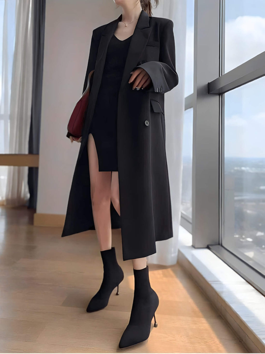 Casaco Feminino Longo Preto 5