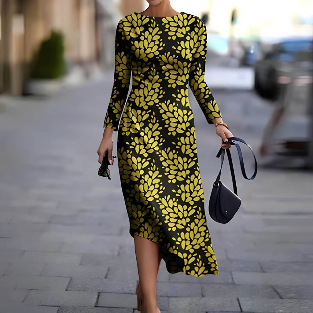 Vestido Mídi Preto Floral 3