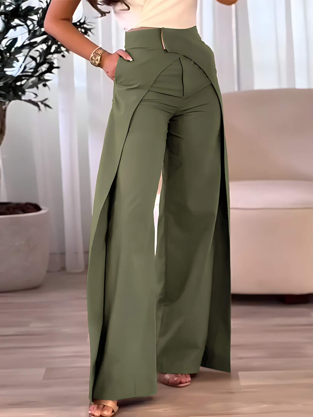 Calça Wide Leg Verde Militar 4