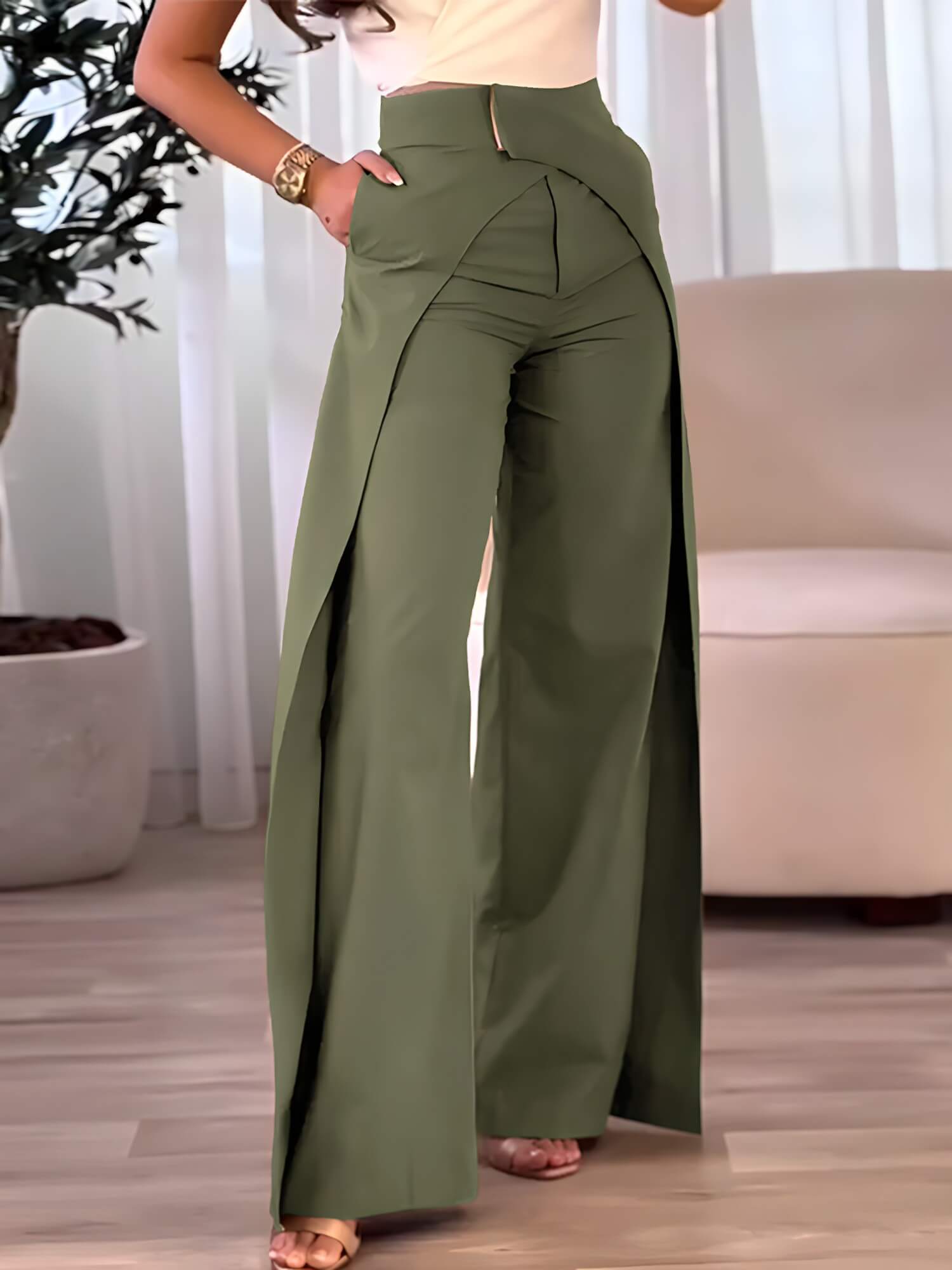 Calça Wide Leg Verde Militar 4