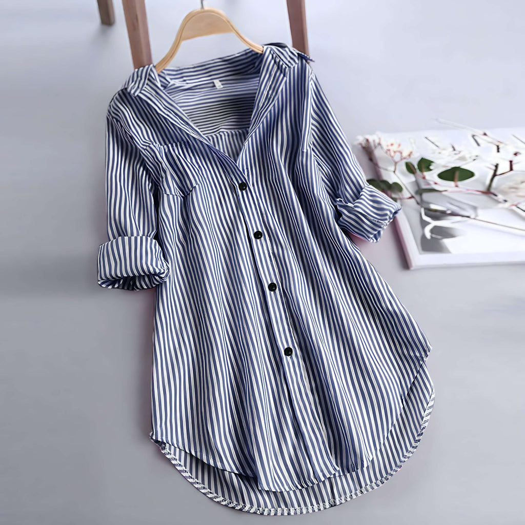 Camisa Feminina Alongada Azul Marinho 4