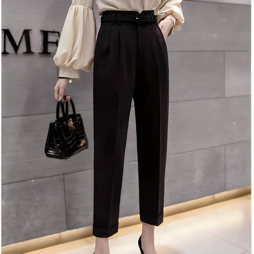 Calça Slim de Alfaiataria com Cinto Preto 2