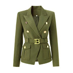 Blazer Casual com Cinto Verde Militar 6