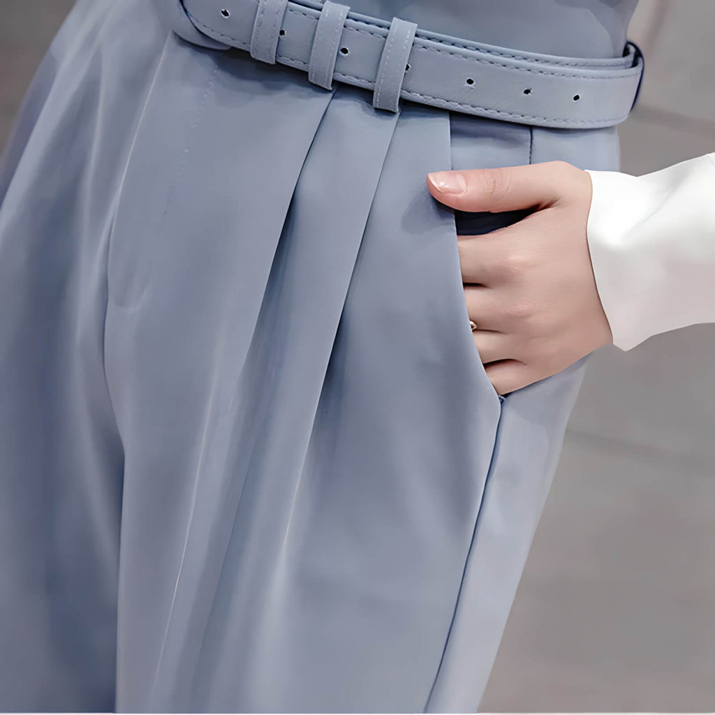 Calça Slim de Alfaiataria com Cinto Azul 6