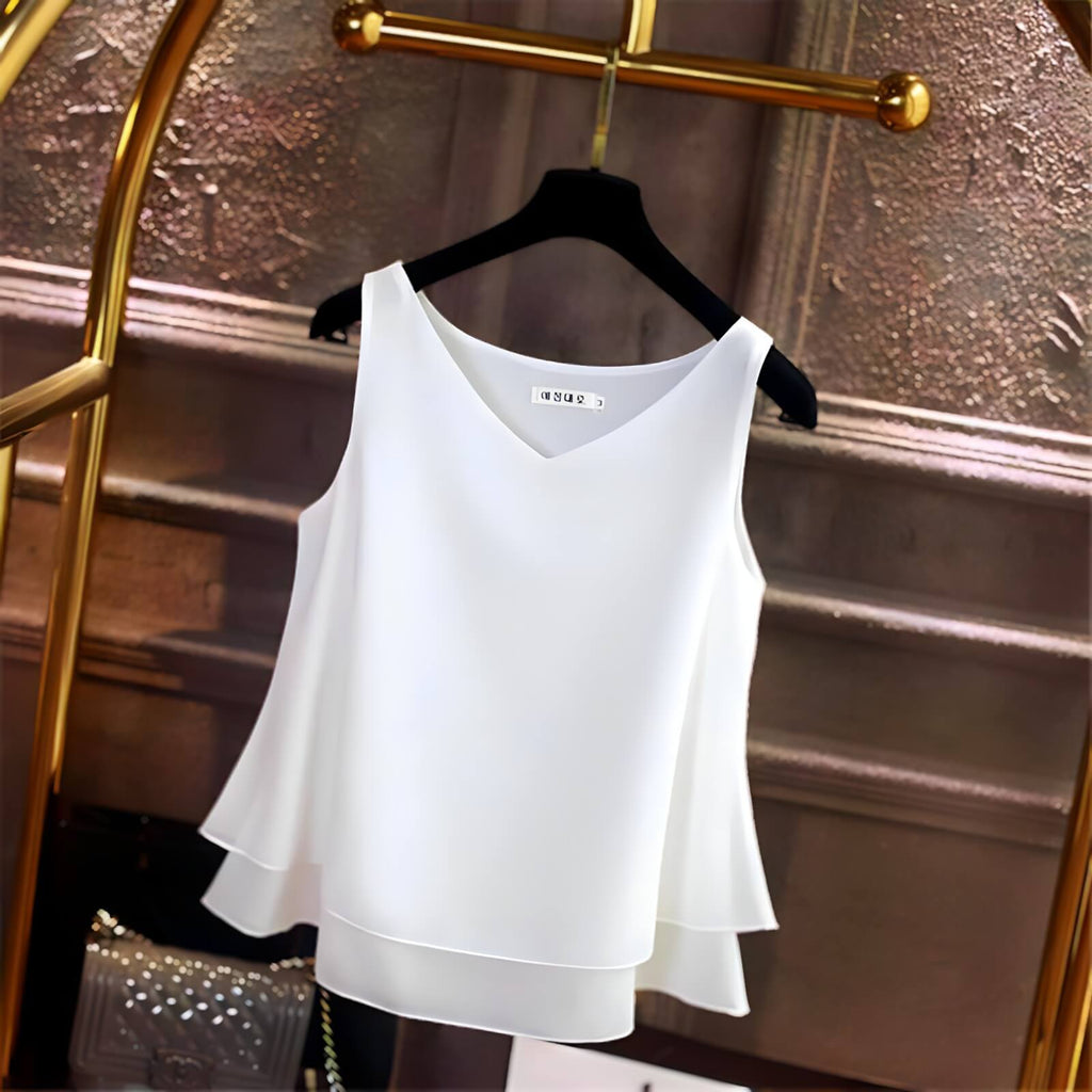 Blusa Regata de Chiffon Branco 7