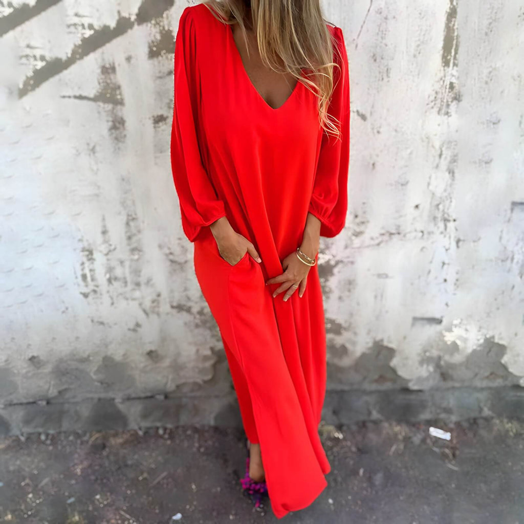 Vestido Longo Casual Vermelho 16