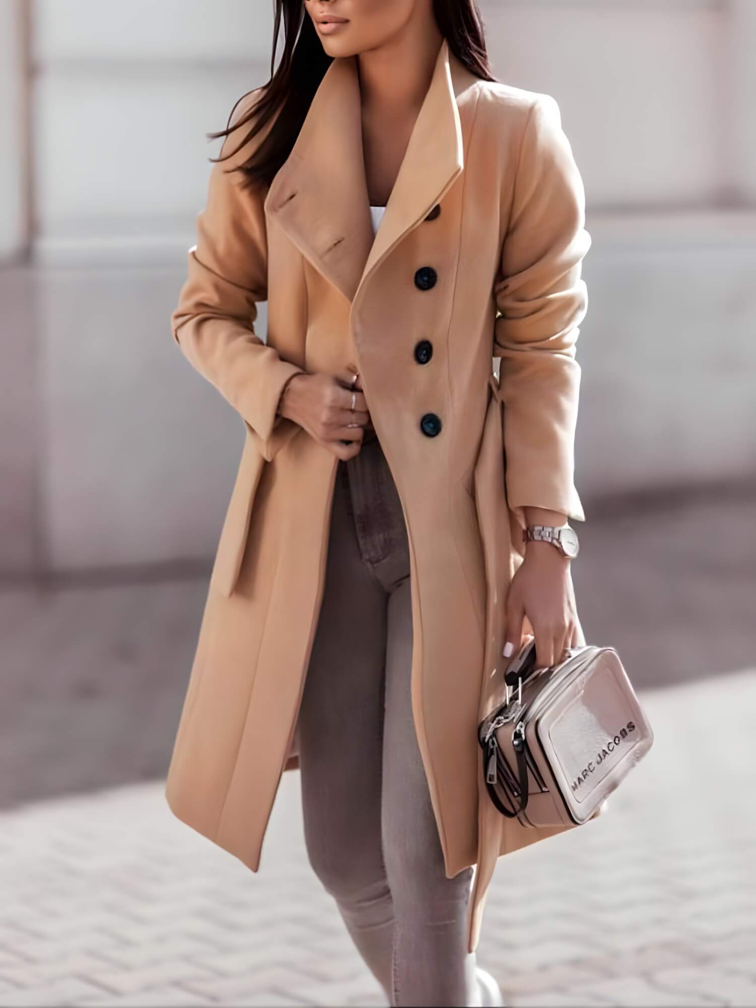 Casaco Feminino Longo Oversized Bege 1